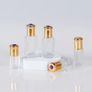3ml 6ml 12ml vacío claro octogonal vidrio Attar rollo en botellas de aceite de perfume