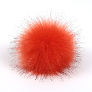 Pompón de piel de mapache de imitación, 10cm, sombrero de Bola de Pelo de zorro hecho a mano, Bola de pelo grande hecha a mano con hebilla - Product Image 4