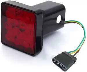 Lampu Hitch Led lensa merah 12V, tutup Trailer lampu rem