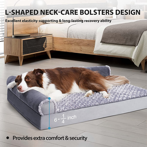 <strong>Pet</strong> Bed Luxury Plush Waterproof Lining Bolster <strong>Sofa</strong> with Removable Washable <strong>Cover</strong> &amp; Nonskid Bottom Foam Heating Medium Dogs Gray - Product Image 2