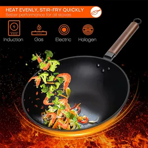Nonstick Cooking Carbon Steel Wok Kitchenware Hammered Carbon Wok Pan