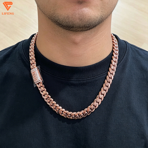 Cadena Cubana <span class=keywords><strong>de</strong></span> Moissanita <span class=keywords><strong>de</strong></span> Oro Rosa <span class=keywords><strong>de</strong></span> 12 mm, <span class=keywords><strong>Plata</strong></span> 925, Pasa Prueba <span class=keywords><strong>de</strong></span> <span class=keywords><strong>Diamantes</strong></span>, Estilo Hip Hop Miami <span class=keywords><strong>para</strong></span> <span class=keywords><strong>Hombre</strong></span> - Product Image 2