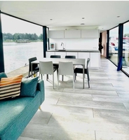 Nouveau Design Très Populaire Bateau Ponton Flottant en Aluminium de Qualité Marine, Maison Flottante pour Vacances et Fêtes de Famille