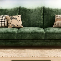 Canapé en tissu de style américain Bardon, trois places, vert, vintage, en velours chenille, amovible, pour salon de petit appartement