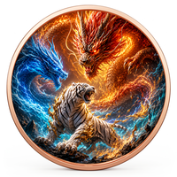 Pièce de monnaie double face en cuivre fin 999 de 1 oz, édition limitée, motif Bataille des Bêtes, relief 3D, effet UV couleur, édition spéciale pour collectionneurs