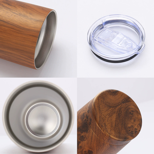 Gobelet écologique en acier inoxydable à double paroi de 20oz Tasse de voyage vintage en bois pour l'extérieur avec couvercle - Product Image 5