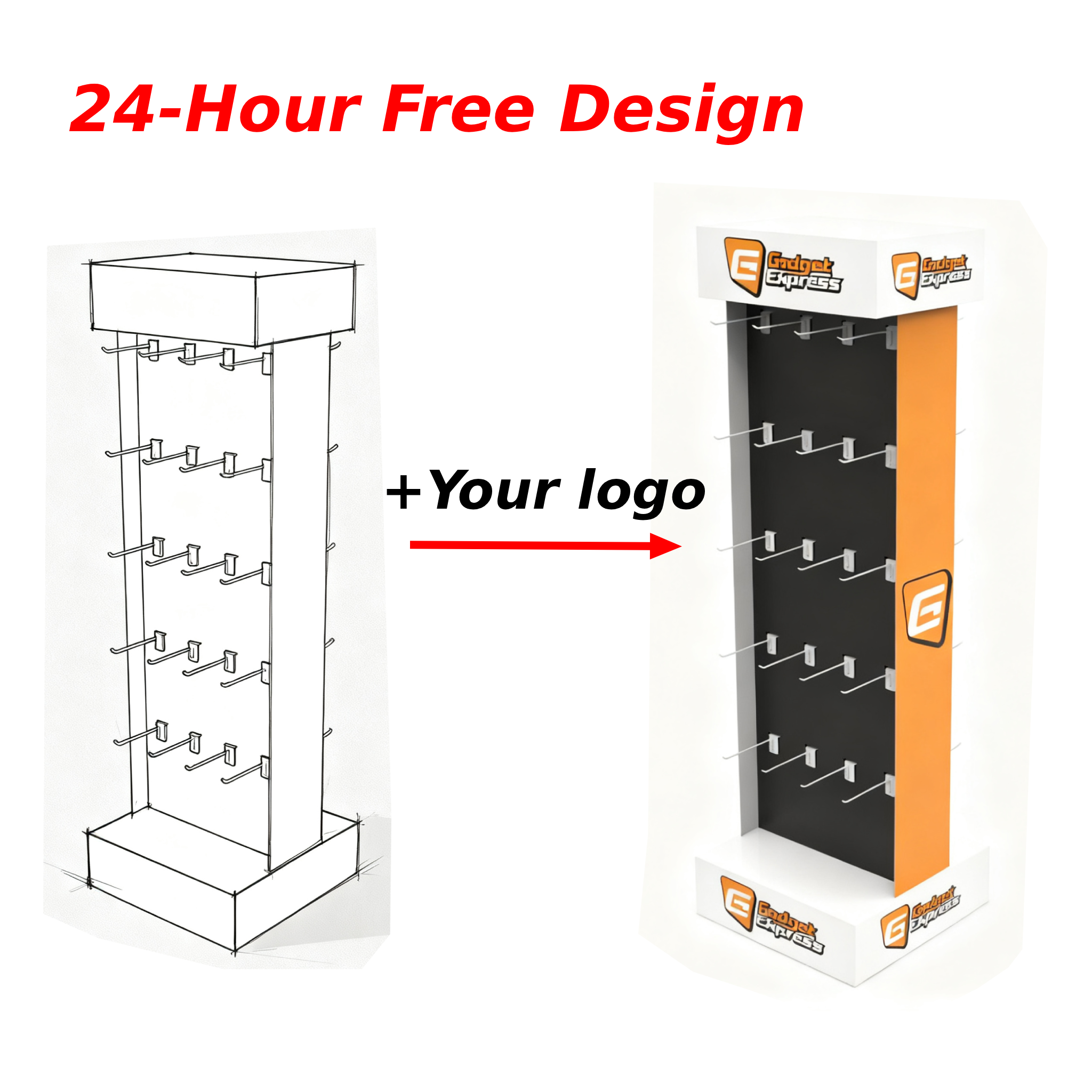 Custom Hook Cell Phone Accessories Display Stand for Mobile Phone Charger Retail Floor Rotatable Display for Usb Cable Wire — view 4