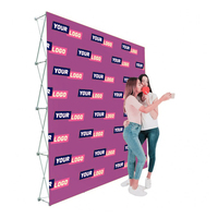Support de bannière pop-up portable et réutilisable avec cadre en aluminium et tissu en polyester pour la publicité en intérieur, les salons professionnels et les expositions