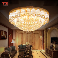 Plafonnier LED en cristal moderne pour salon, style européen, doré, rond, éclairage de chambre, décoration intérieure, 2 ans de garantie