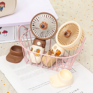 DIY Cute Capybara <b>Desk</b> Fan 5W Rechargeable Battery Operated <b>Foldable</b> Handheld Portable Fan For Kids And Office Use - Product Image 4