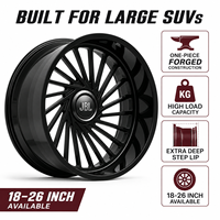 Jantes forgées monobloc 18-26 pouces noir brillant multi-rayons à déport profond avec capuchons flottants, jantes en alliage de luxe pour SUV grand format et berlines haut de gamme