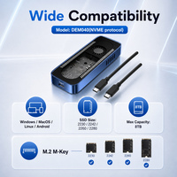Boîtier SSD NVMe M.2 à refroidissement actif 10 Gbit/s USB 3.2 Gen2 en aluminium, compatible M-Key, pour disque dur externe portable 8 To (PCIe)