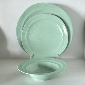 Moderno stile crema verde melamina finte porcellane di fascia alta usa e getta occidentale piatto profondo per la casa cappello di paglia - Product Image 6