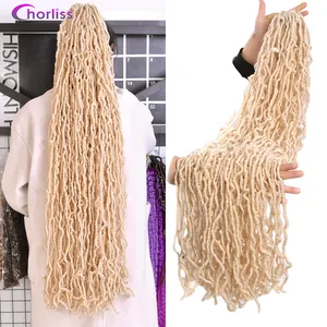 Naturel Doux Bouclés Faux Locs Twist Crochet Extensions de Cheveux 36 Pouces Afro Ombre Nu Serrures Synthétique Crochet Tressage Cheveux