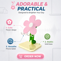 Support de bureau universel pliable et rotatif à 180° en acrylique antidérapant, hauteur réglable, motif floral, personnalisable OEM pour l'apprentissage et le bureau