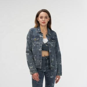 Chaqueta Casual de Mezclilla Bordada, Chaqueta Corta Informal para Mujer, Abrigos de Mezclilla - Product Image 1