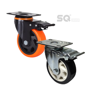SQ Castor rueda de pvc/PU 3 4 5 Zoll orange PVC-Lenkräder 100mm mittelschwere Rollen für Wagen - Product Image 4