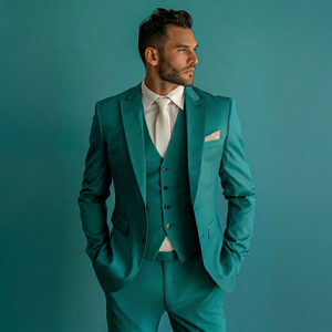 Traje Moderno de 3 Piezas para Hombre, Corte Entallado, Blazer, Chaleco y Pantalones para Oficina, Negocios, Bodas, Celebraciones, Banquetes y Eventos Nocturnos - Product Image 1