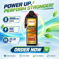 Baterai LiPo RC LongKun 22.2V 6S 5000mAh 50C Daya Tinggi, Paket Baterai Lithium Polymer Isi Ulang, OEM ODM