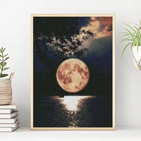 Kit de Peinture Diamant 30*40/40*50cm DIY 5D Acrylique Résine à Forage Complet Écologique Style Classique Paysage Lune Imprimé pour la Maison