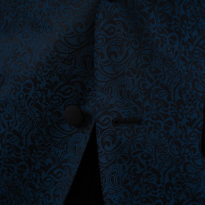 Traje de lujo para hombre, gran oferta, Suite formal con solapa de satén Jacquard azul con cuentas doradas de talla grande y transpirable para hombres - Product Image 6