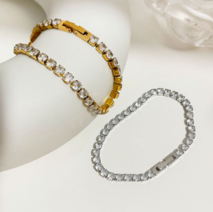 <span class=keywords><strong>Bracciale</strong></span> in <span class=keywords><strong>oro</strong></span> 18 carati bianco chian placcato in acciaio inossidabile con zirconi Baby Star - Product Image 3