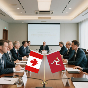 Drapeau de table en forme de Y avec base en métal pour décorations de mini-drapeaux personnalisables (drapeau du Canada et de l'île de Man) - Product Image 4