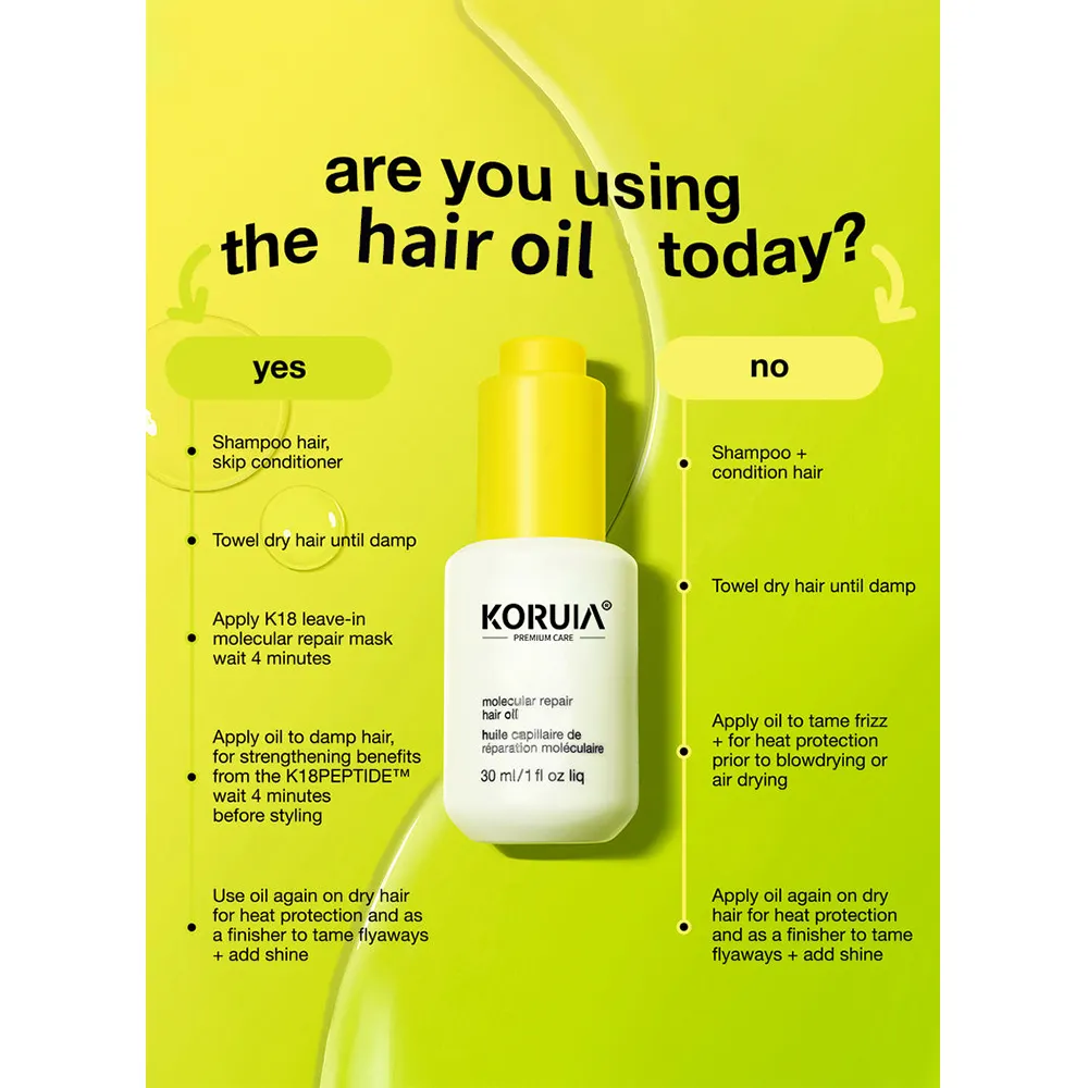 Молекулярное восстанавливающее масло для волос Koruia уменьшает завитки и улучшает блеск сыворотки для волос