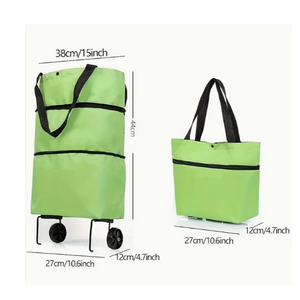 <b>Foldable</b> Wheeled Shopping Bag Oxford Material 5-10kg Large Capacity Reusable <b>Trolley</b> Grocery Tote Zipper Closure Supermarket - Product Image 3