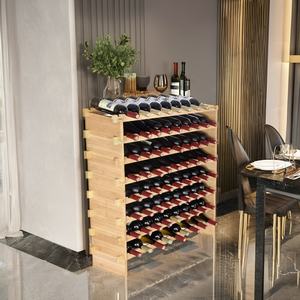 Estantes de almacenamiento de botellas de vino de madera apilables verticales, estantes de vino de bambú de suelo independiente moderno para el hogar - Product Image 5
