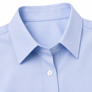 Chemise boutonnée en popeline bleu clair pour femme, manches longues, coupe classique, chemisier de bureau, longueur normale, col rabattu, 100% coton - Product Image 4