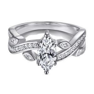 Romantic Marquise Cut Diamond Engagement <b>Ring</b> 925 Silver Rhodium Plated Pave Setting Women's <b>Fine</b> Jewelry - Product Image 1