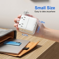 Adaptateur secteur étanche blanc 2500W, norme américaine, multiprise avec 2 ports Type-C et USB pour ordinateurs portables et appareils électroniques domestiques
