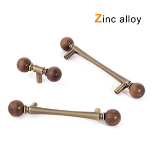Zinc Alloy & Wooden Knobs Front Door Handle Quarto Portas Alças Móveis Gaveta Puxa para Armário Armário Nightstand Wardrobe - Product Image 2