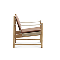 Nouveau fauteuil de salon ergonomique de style chinois moderne, fait main, écologique, avec revêtement en lin doux et cadre en bois durable, inclinable