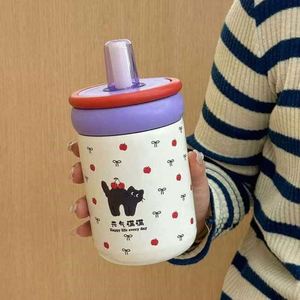 316 Stainless Steel Insulated Water Bottle Pop-Up Lid Portable Thermal Bottle <b>Large</b> Capacity Food Grade Travel Mug - Product Image 4