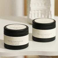 Bougie parfumée de luxe en cire de soja, en boîte métallique noire, personnalisable avec étiquette privée, vente en gros de haute qualité pour la décoration intérieure