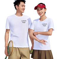 T-shirt à col rond en coton de haute qualité pour hommes femmes grande taille blanc uni sport Streetwear Style décontracté LOGO personnalisé fabriqué