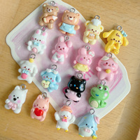 Nouveaux petits pendentifs imprimés d'animaux de dessin animé, accessoires de bijoux faits à la main pour bracelets, colliers, chaînes de téléphone, vente en gros