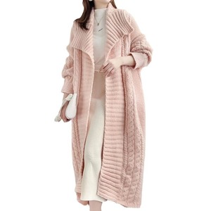 Cárdigan largo de invierno con hombros caídos, abrigo Midi de lana en blanco, cárdigans de <span class=keywords><strong>punto</strong></span> con Cable frontal abierto, suéteres de <span class=keywords><strong>punto</strong></span> coreanos, <span class=keywords><strong>chaqueta</strong></span> para <span class=keywords><strong>mujer</strong></span> - Product Image 5