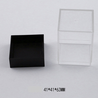 Boîte à dés avec couvercle transparent et base noire, boîte en plastique PS transparente 41*41*63mm