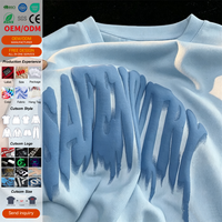 T-shirt pour homme en 100 % coton, motif lettres, impression 3D en mousse, style Hip Hop, grammage lourd, design graphique, impression 3D en relief