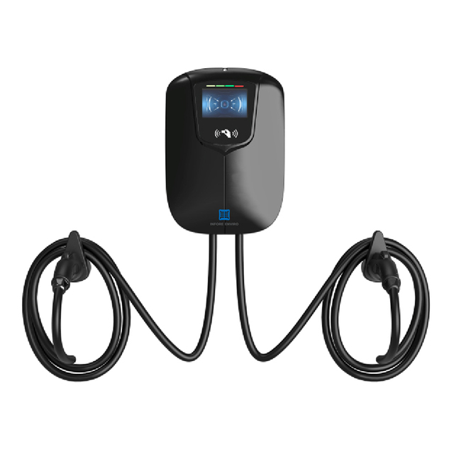 11kW*2 IP55 Wall-mounted AC EV Charger App  Type1 Type2 GB/T Commercial AC EV Charging Station With RFID Card