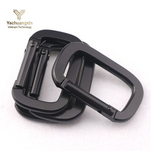 Mosquetón rectangular de aleación de aluminio negro mate engrosado y plano para exteriores, venta al por mayor - Product Image 5