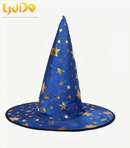 Chapeau de Sorcière d'Halloween avec Étoile d'Or Chapeaux de Fête pour Adultes Accessoires de Costume d'Halloween Costume de Cosplay Décoré de Fête Sorcière - Product Image 1