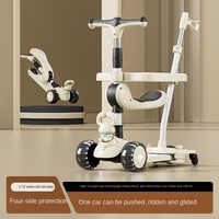 Trottinette pour enfants Smartcare 6-en-1 pliable avec lumières, musique, siège amovible et poignée de poussée pour les enfants de 8 mois à 12 ans