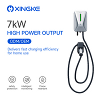 Chargeur de voiture électrique 7 kW compatible OCPP RFID, contrôle par application, prise en charge DLB, type 2, borne de recharge murale domestique 32A