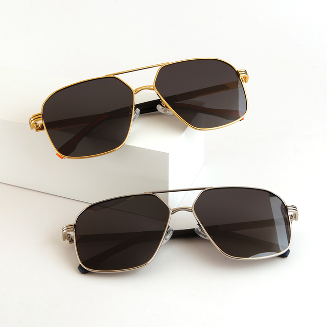 Vintage Double Bridge Sunglasses for Men Large Face Polarized Fishing UV Protection Trendy Personality Driving Glasses HH 635