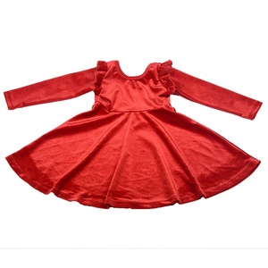Chemisier/Blouse en coton imprimé écologique pour filles, avec volants tourbillonnants et nœud décoratif, longueur genou, coupe trapèze, pour tout-petits - Vente en gros - Product Image 2