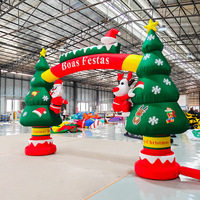 Arco Inflable Navideño Transfronterizo de Santa Claus, Modelo Inflable Multicolor Verde/Rojo/Blanco para Empresas